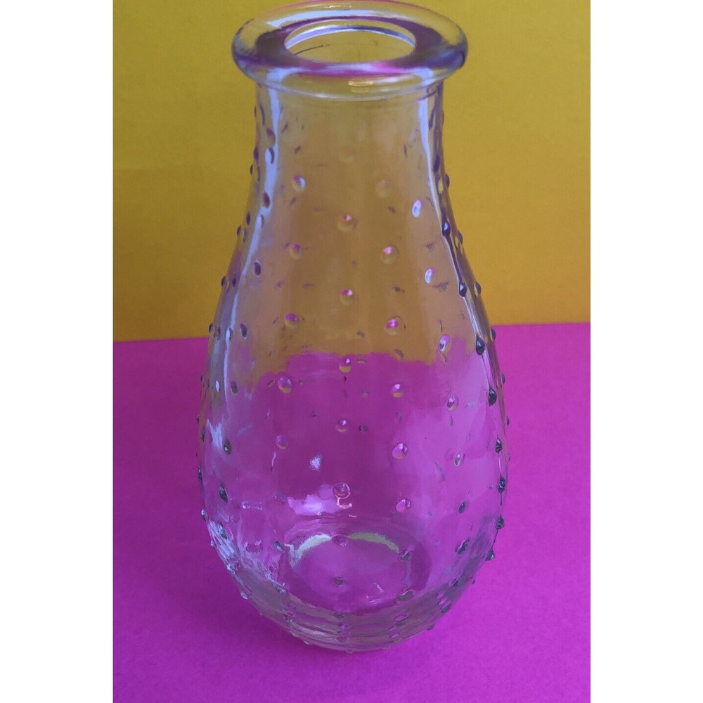 Flower Vase Clear Glass Small Hobnail Bottle 5.75 Inches Tall Vintage Super Cute